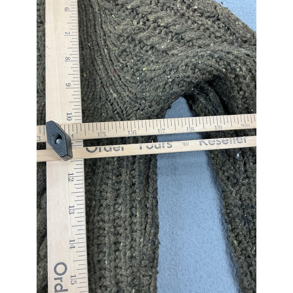 Cambridge Dry Goods Cardigan Sweater Womens M Green Wool Nylon Hooded Cable-Knit - Picture 6 of 8
